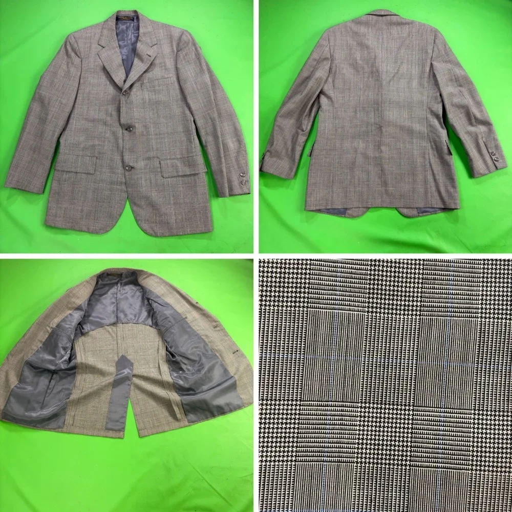 VTG Brooks Brothers 2pc Suit Mens 42R Glen Plaid Agnona Pure Wool USA Union Made
